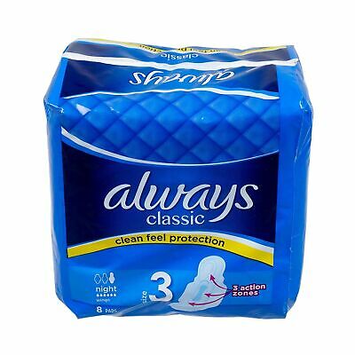 Always Classic 8 Nighttime Pads, Size 3 (Pack of 2